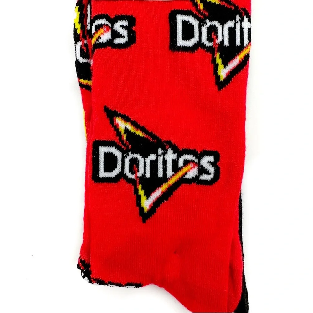 Doritos Chips Logo Crew Socks Mens Womens Fun Novelty Gift Red Black 2 Pairs